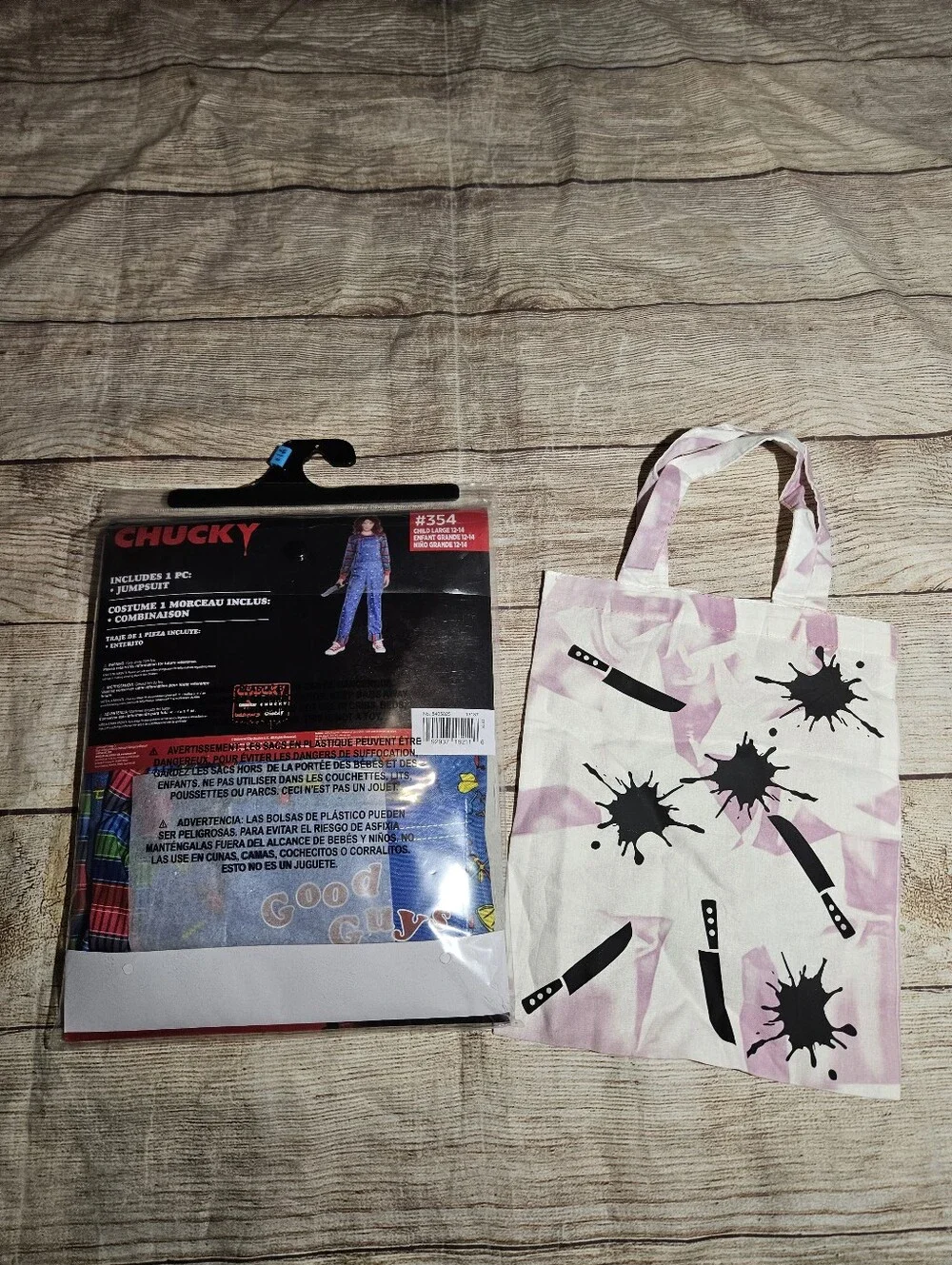 Childs play chucky child's large halloween costume and trick or treat tote bag